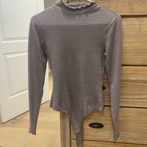 Women's Gray Long Sleeve Bodysuit